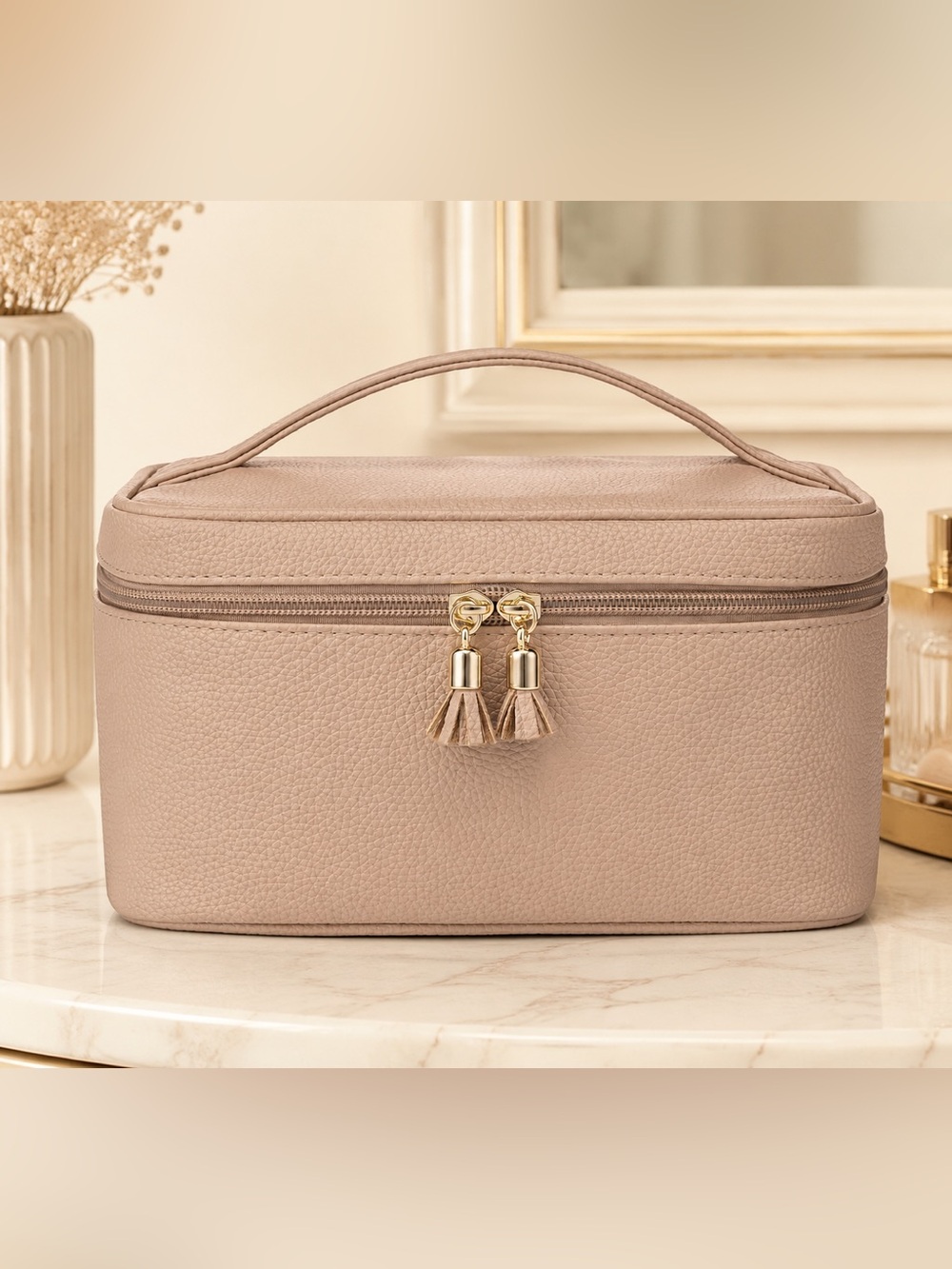 VLANDO Travel Makeup & Cosmetic Organizer Bag – Almond